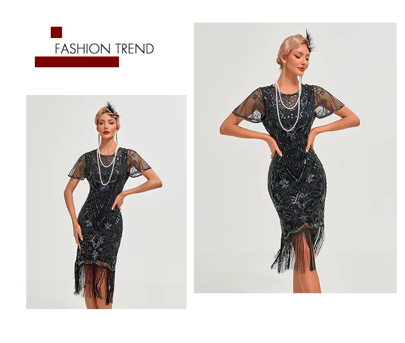 Flapper Dress - 1920s Sequin Tassel Great Gatsby Gown