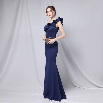 Chiffon Evening Dress - Elegant Mermaid Ruffle Gown