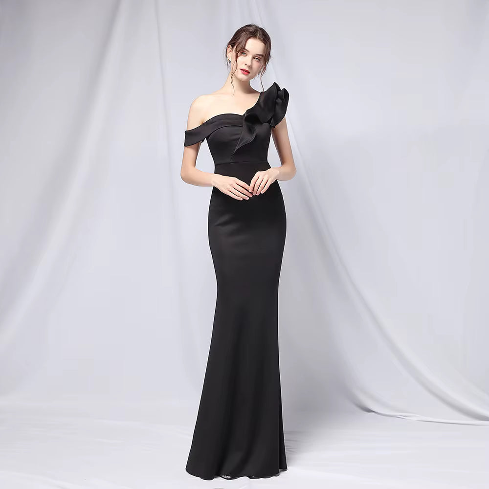 Chiffon Evening Dress - Elegant Mermaid Ruffle Gown
