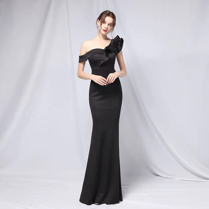 Chiffon Evening Dress - Elegant Mermaid Ruffle Gown
