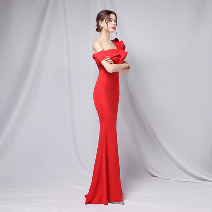 Chiffon Evening Dress - Elegant Mermaid Ruffle Gown