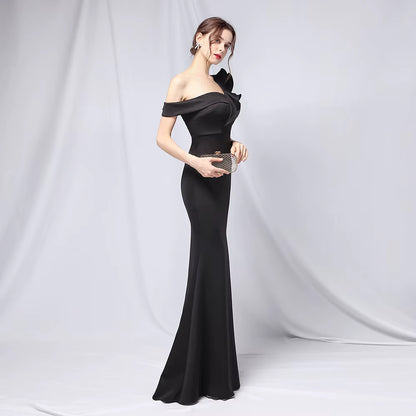 Chiffon Evening Dress - Elegant Mermaid Ruffle Gown