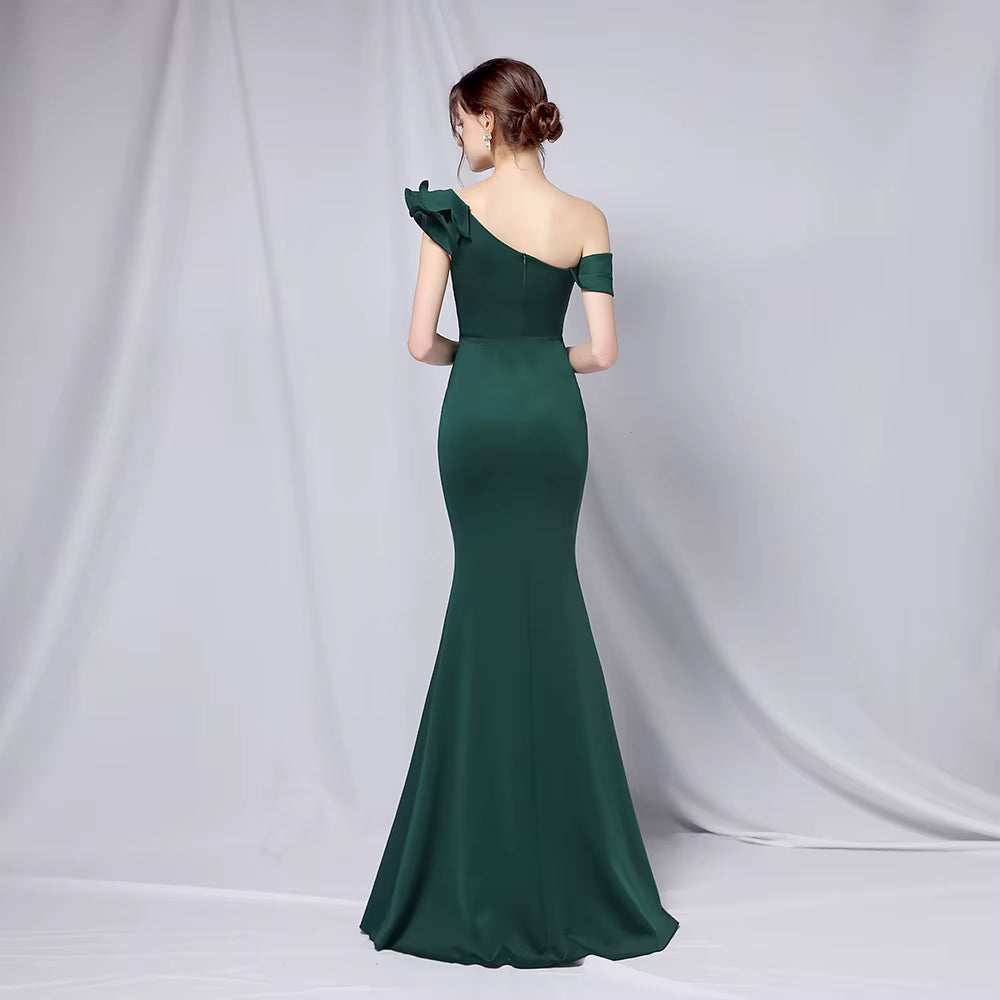 Chiffon Evening Dress - Elegant Mermaid Ruffle Gown