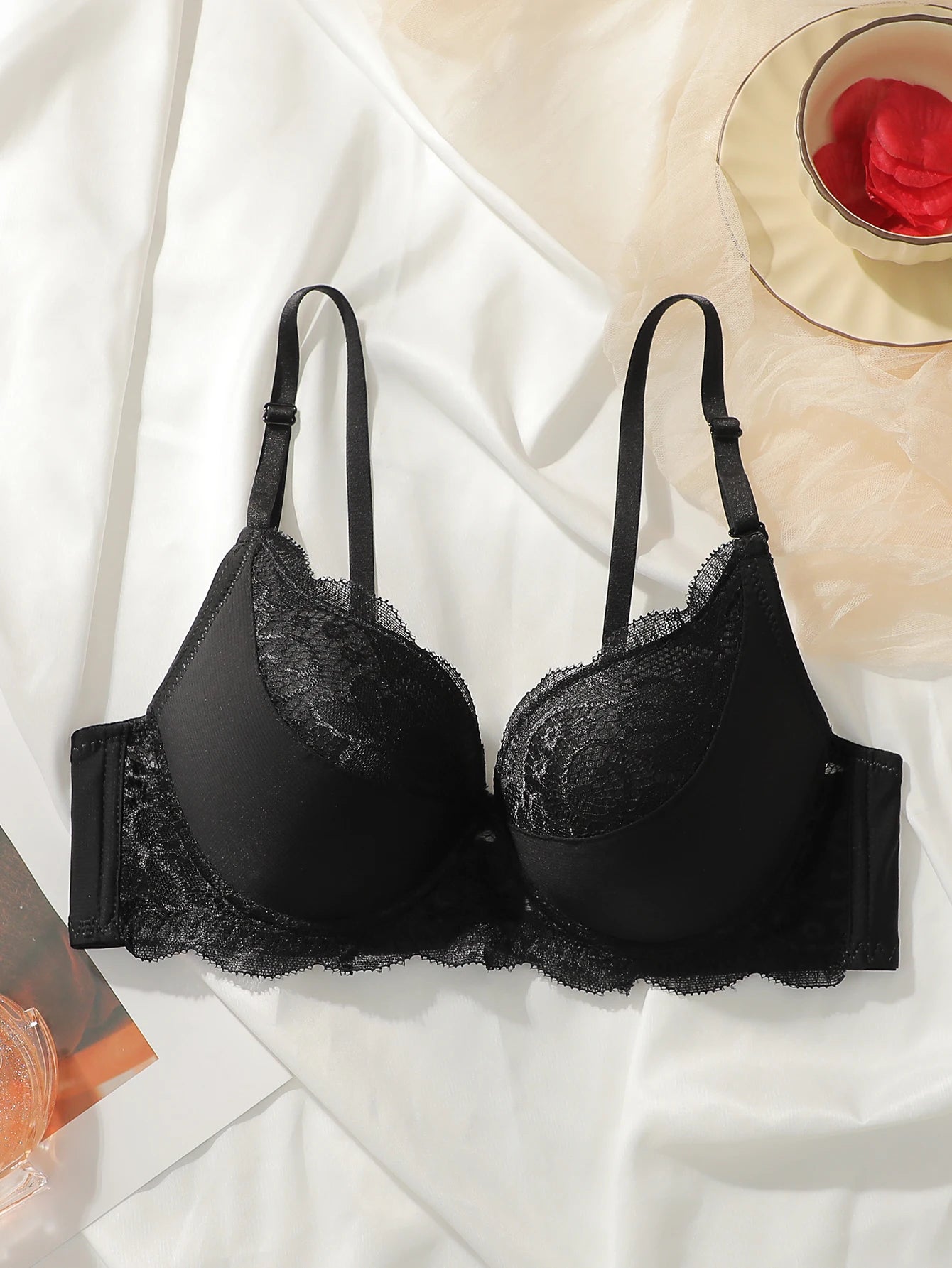 Lace Push Up Bra - Color Block Contrast Design - Fashions Envy