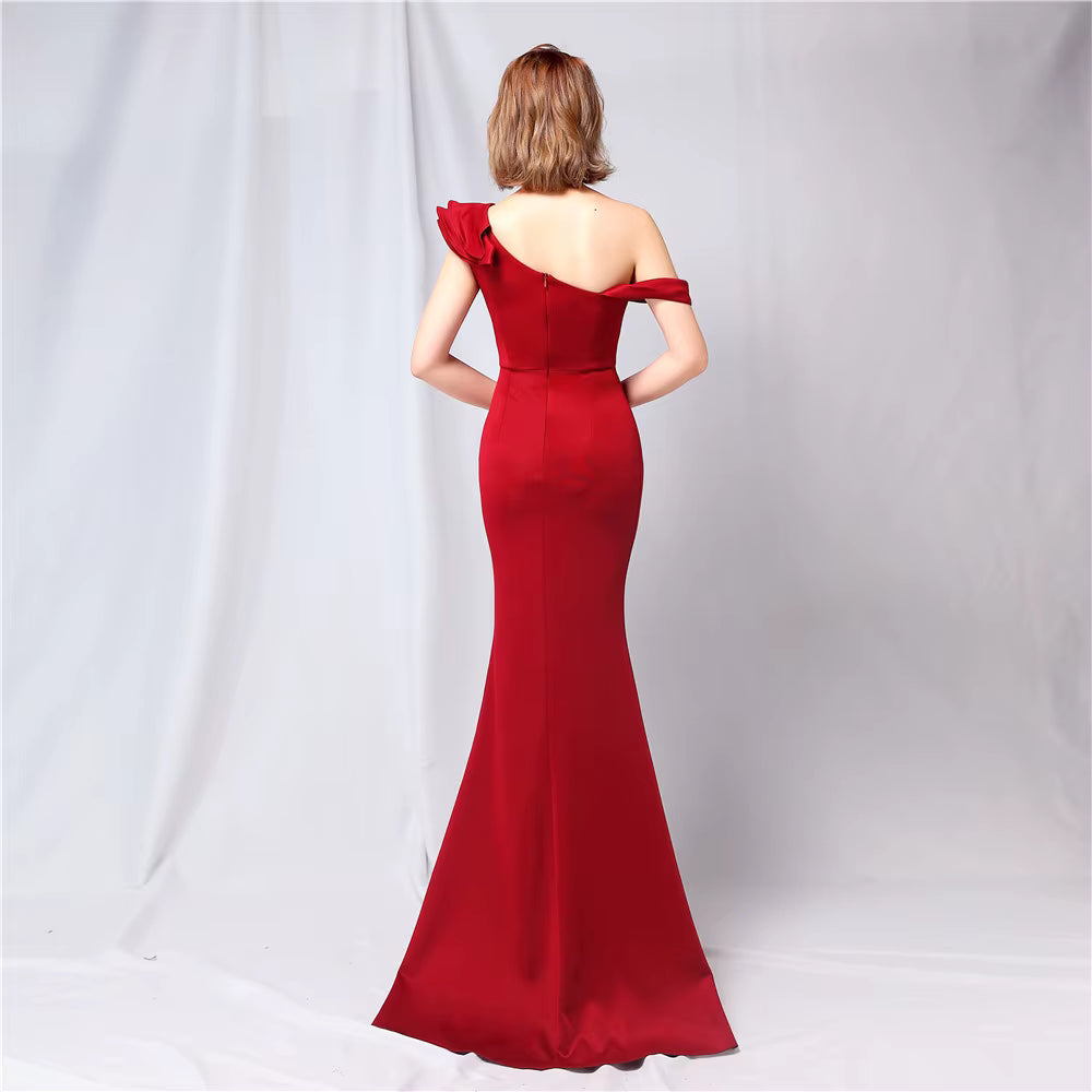 Chiffon Evening Dress - Elegant Mermaid Ruffle Gown