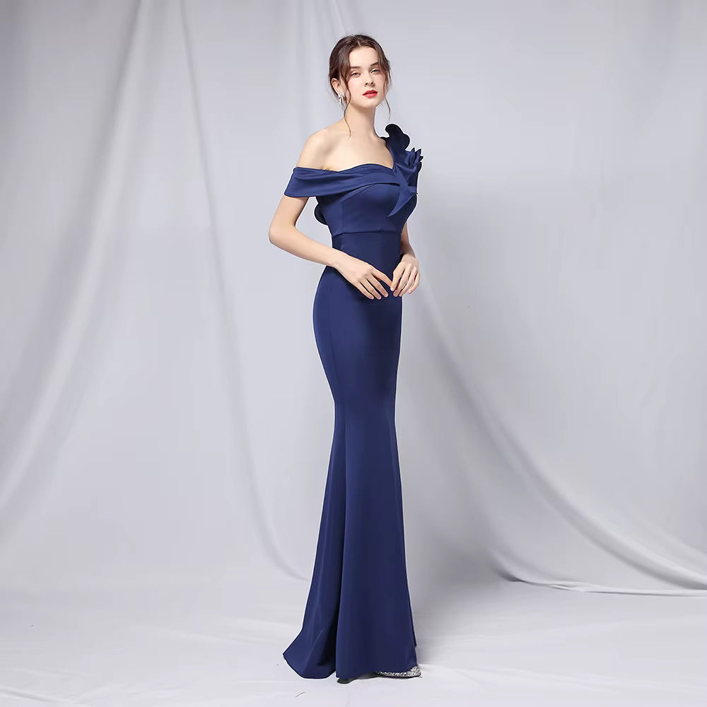 Chiffon Evening Dress - Elegant Mermaid Ruffle Gown