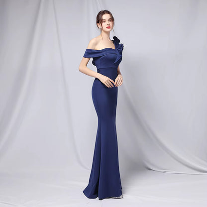 Chiffon Evening Dress - Elegant Mermaid Ruffle Gown