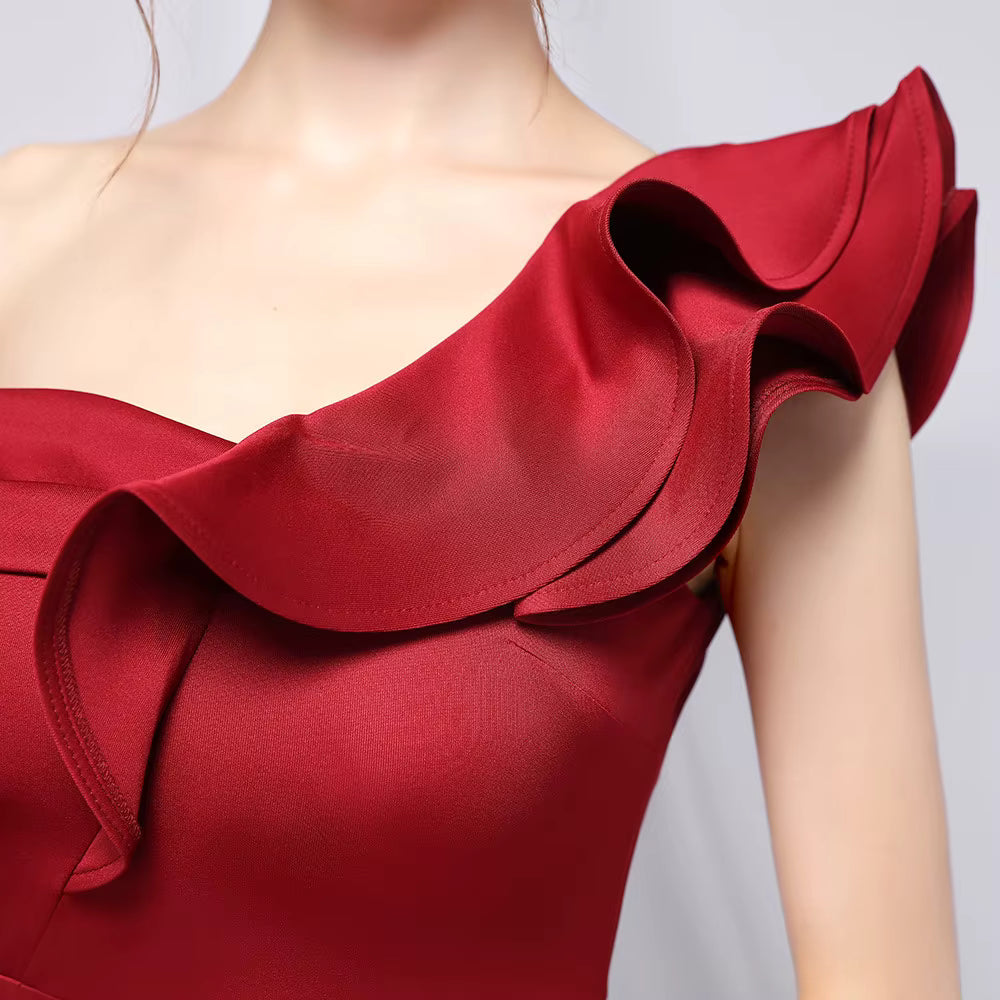 Chiffon Evening Dress - Elegant Mermaid Ruffle Gown