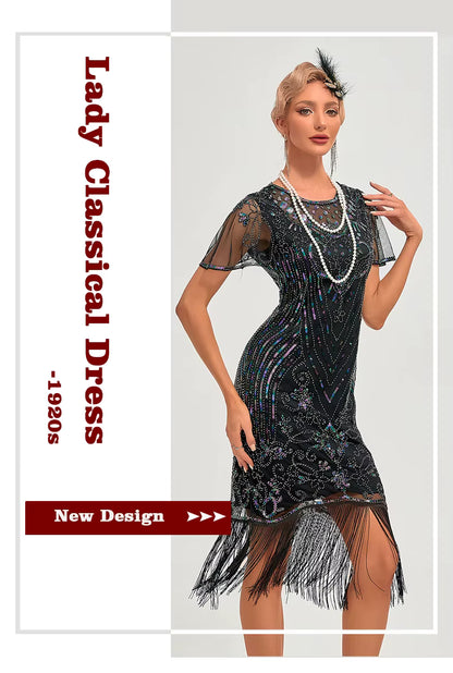 Flapper Dress - 1920s Sequin Tassel Great Gatsby Gown