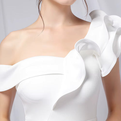 Chiffon Evening Dress - Elegant Mermaid Ruffle Gown