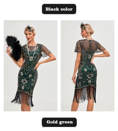 Flapper Dress - 1920s Sequin Tassel Great Gatsby Gown