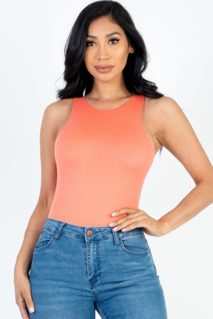 High-Stretch Casual Solid Tank Bodysuit