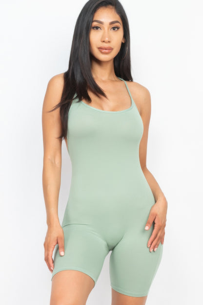 High-Stretch Crossback Bodycon Romper