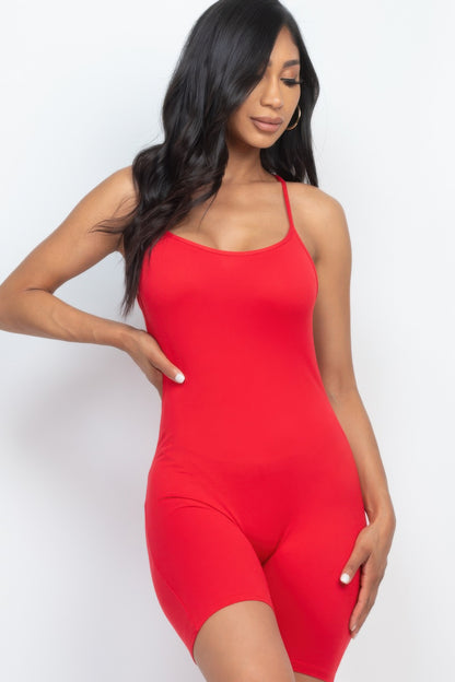 High-Stretch Crossback Bodycon Romper