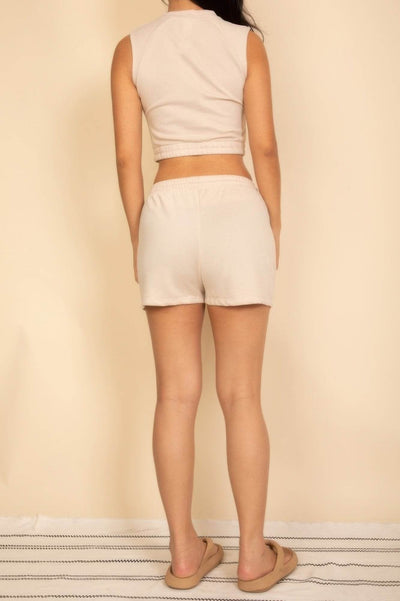 Cotton French Terry Crop Top & Shorts Set - Cozy Loungewear Set - Fashions Envy