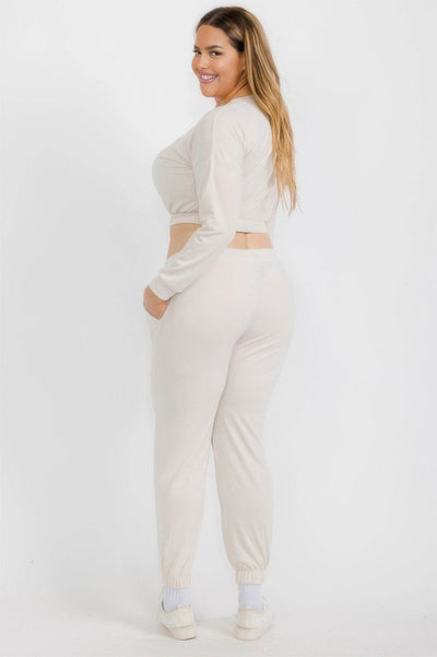Plus Size French Terry Pullover & Joggers Set - Comfortable Athleisure Set - Fashions Envy