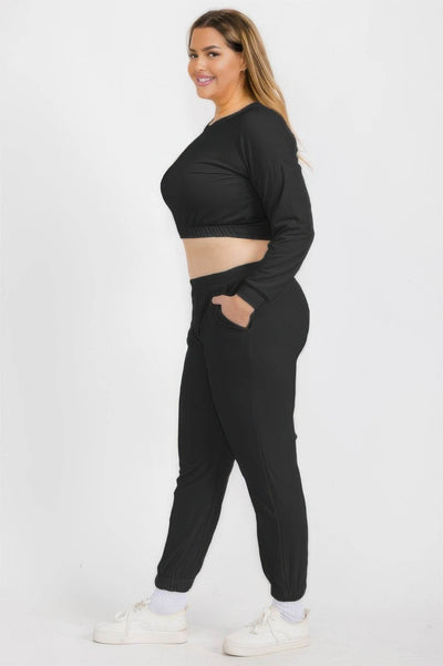 Plus Size French Terry Pullover & Joggers Set - Comfortable Athleisure Set - Fashions Envy