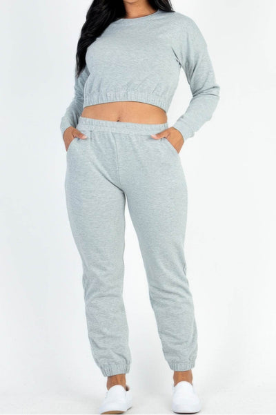 Plus Size French Terry Pullover & Joggers Set - Comfortable Athleisure Set - Fashions Envy