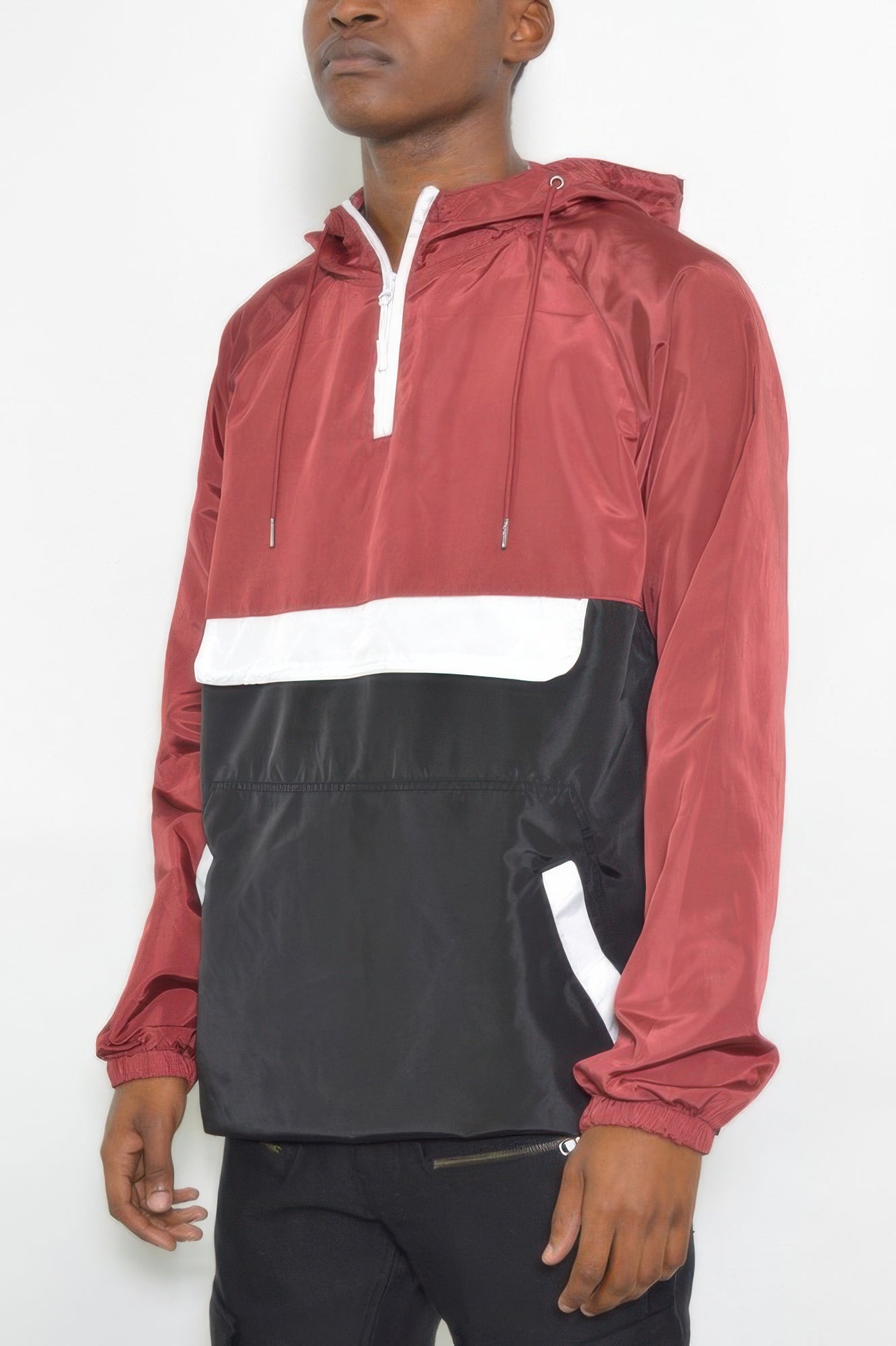 Anorak Jacket - Color Block Quarter Zip Windbreaker - Fashions Envy
