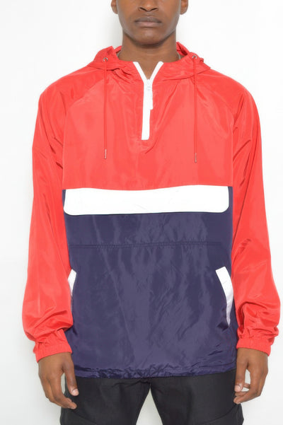 Anorak Jacket - Color Block Quarter Zip Windbreaker - Fashions Envy