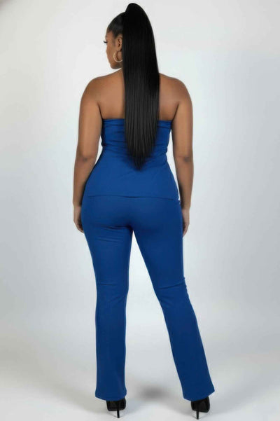 CAPELLA Plus Ribbed Tube Top & Flare Pants Set