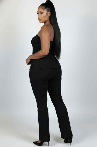 CAPELLA Plus Ribbed Tube Top & Flare Pants Set