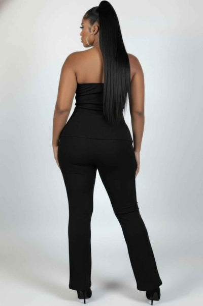 CAPELLA Plus Ribbed Tube Top & Flare Pants Set