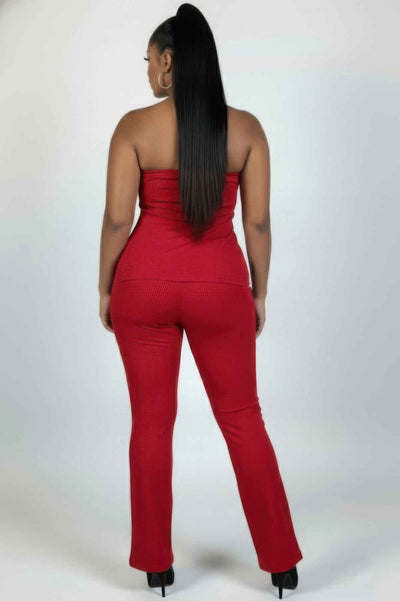 CAPELLA Plus Ribbed Tube Top & Flare Pants Set