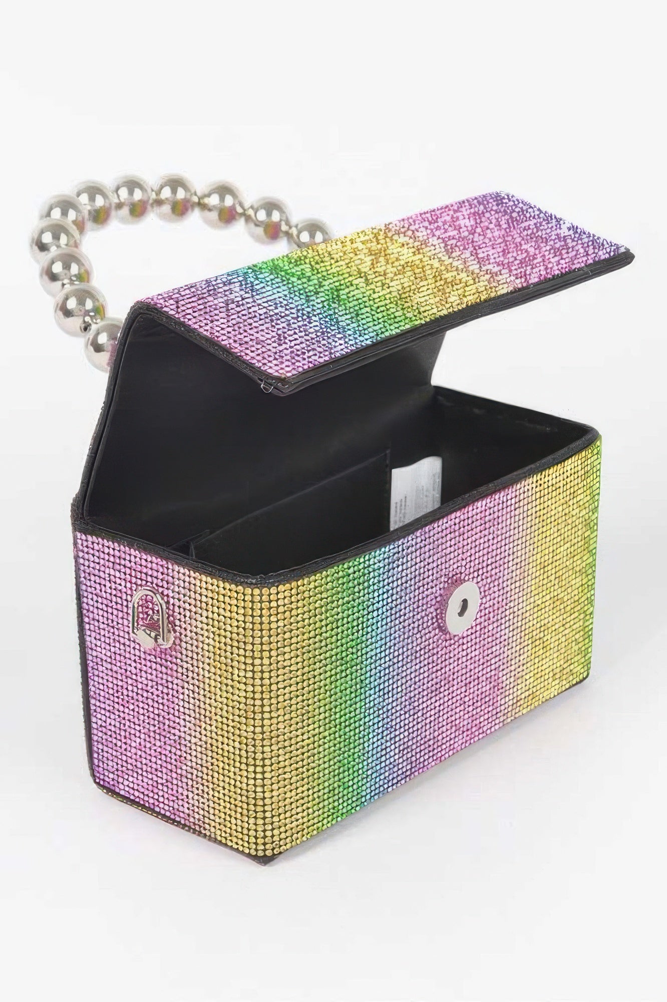 Rhinestone Ball Chain Handle Bag - Fashions Envy