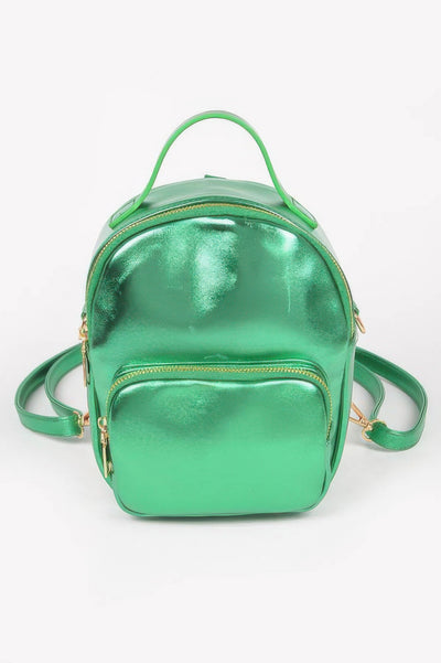 Small Metallic Backpack - Modern Edge Glossy Finish