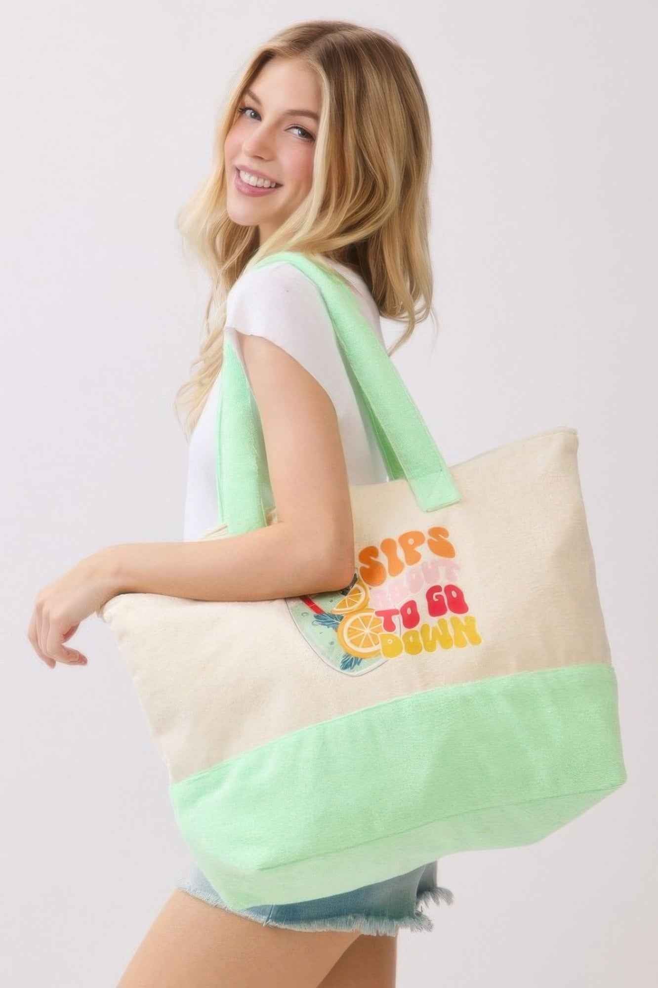 Sips About To Go Down Terry Tote