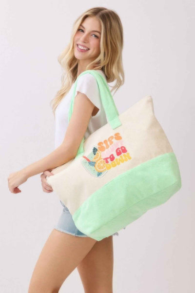 Sips About To Go Down Terry Tote