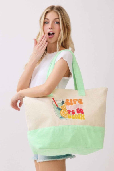 Sips About To Go Down Terry Tote
