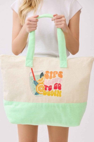 Sips About To Go Down Terry Tote
