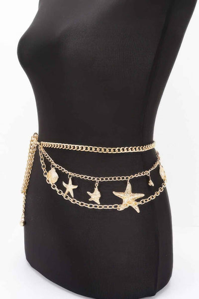 Seashell Starfish Layered Chain Belt