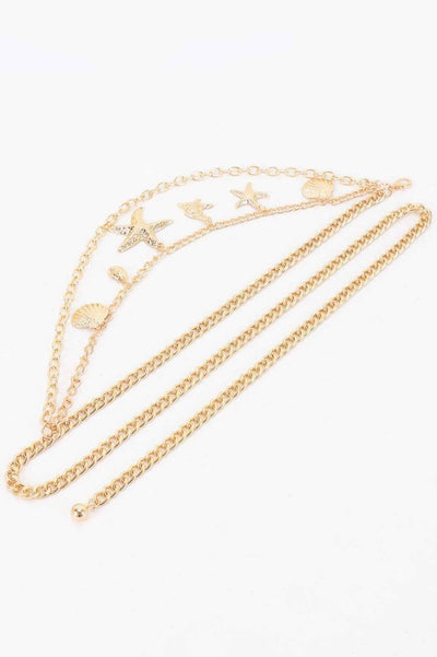 Seashell Starfish Layered Chain Belt