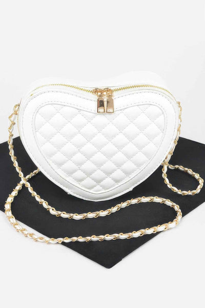 Quilted Heart Shape Crossbody Bag - Compact Handbag