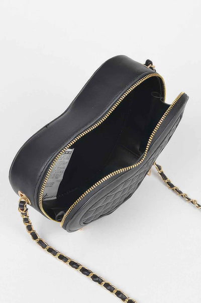 Quilted Heart Shape Crossbody Bag - Compact Handbag