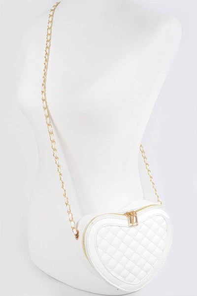 Quilted Heart Shape Crossbody Bag - Compact Handbag