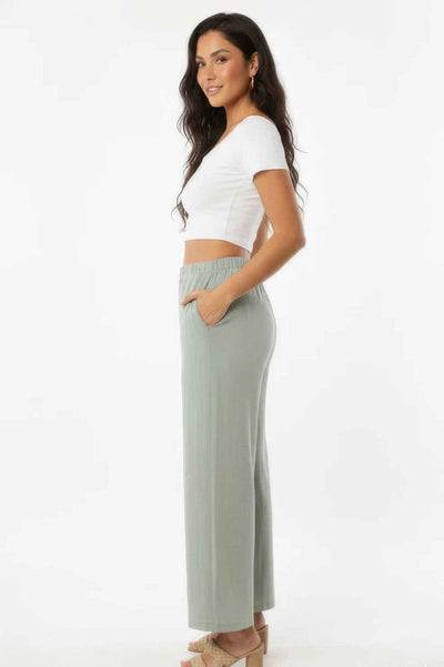Relaxed Fit 100% Cotton Wide-leg Pants With Side Pockets