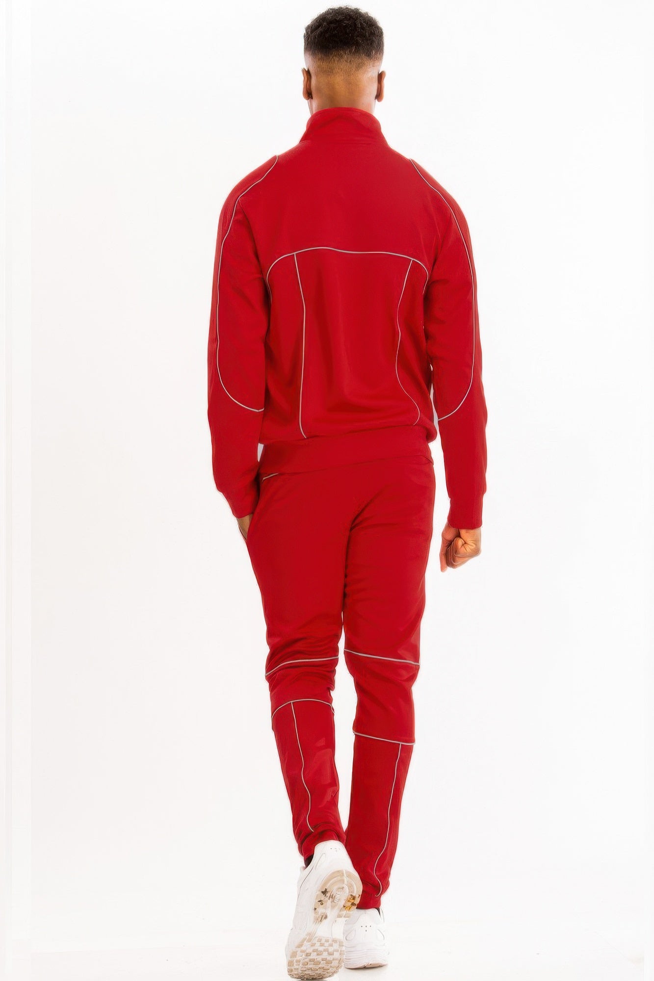 Men's Casual Reflective Piping Tracksuit Set