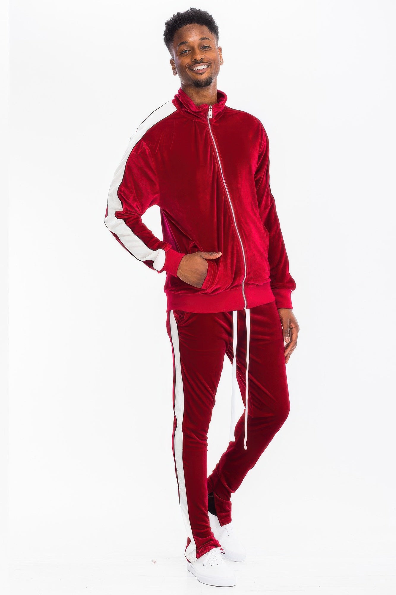 Men's Tracksuit Set - Velour Jacket and Pants - Fashions Envy
