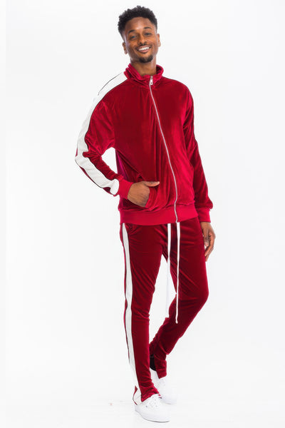 Men's Tracksuit Set - Velour Jacket and Pants - Fashions Envy