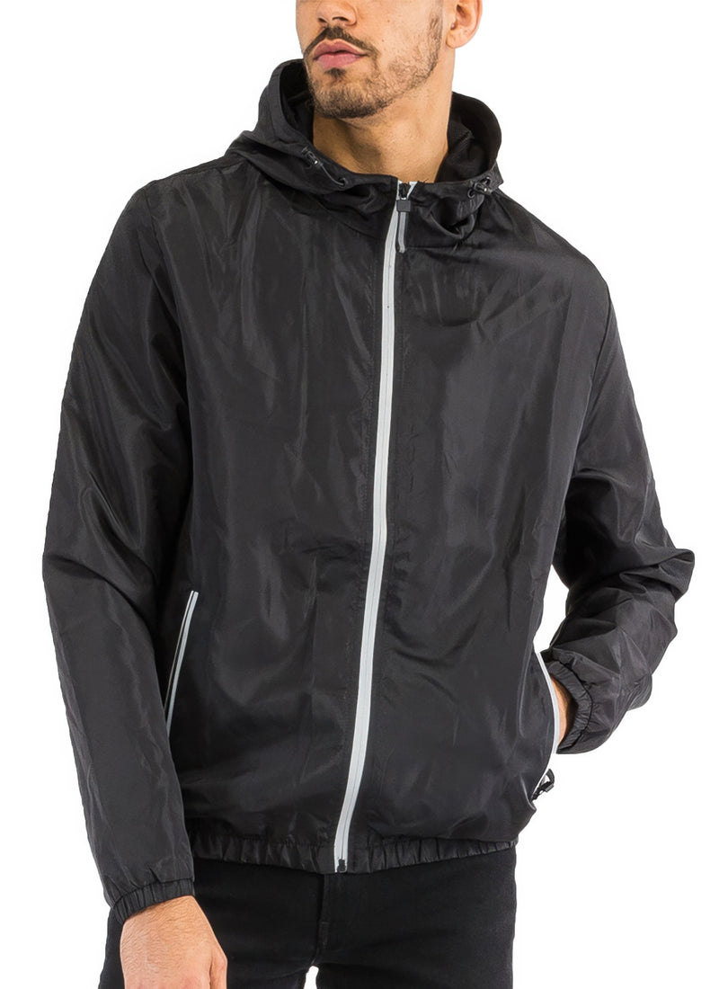 Waterproof Jacket - Lightweight Hooded Reflective Men's - Fashions Envy