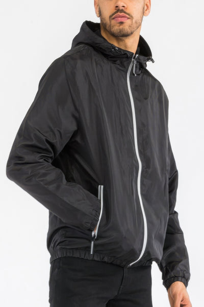 Waterproof Jacket - Lightweight Hooded Reflective Men's - Fashions Envy