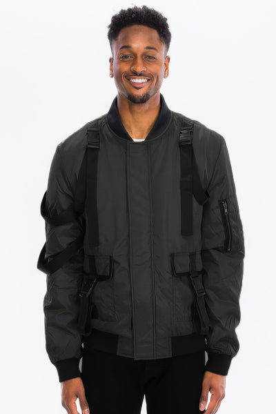 Utility Jacket - Tactical Strap Bomber Men's Functional - Fashions Envy