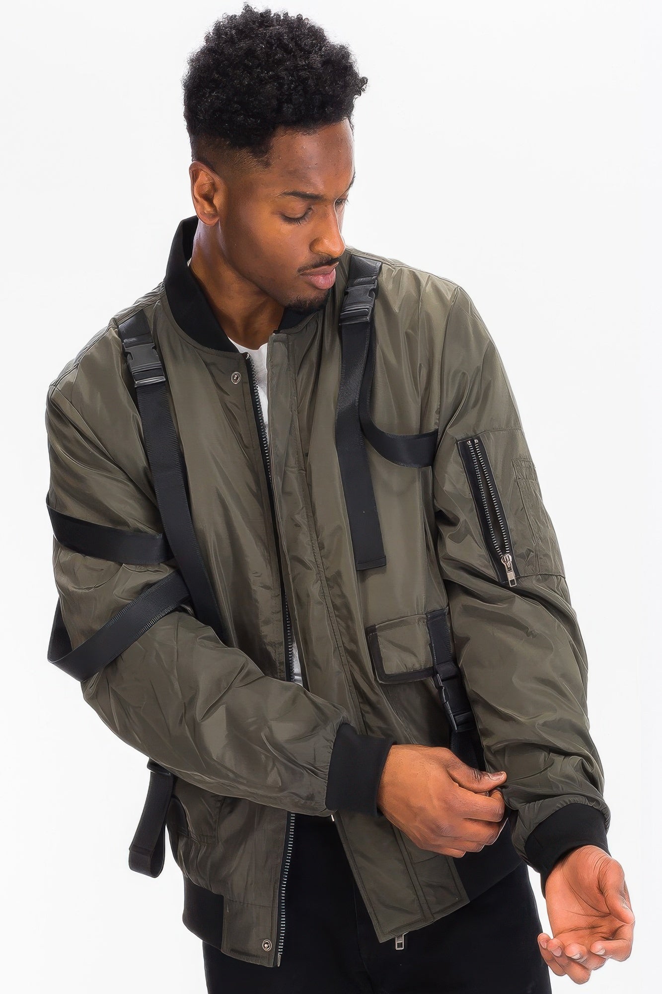 Utility Jacket - Tactical Strap Bomber Men's Functional - Fashions Envy