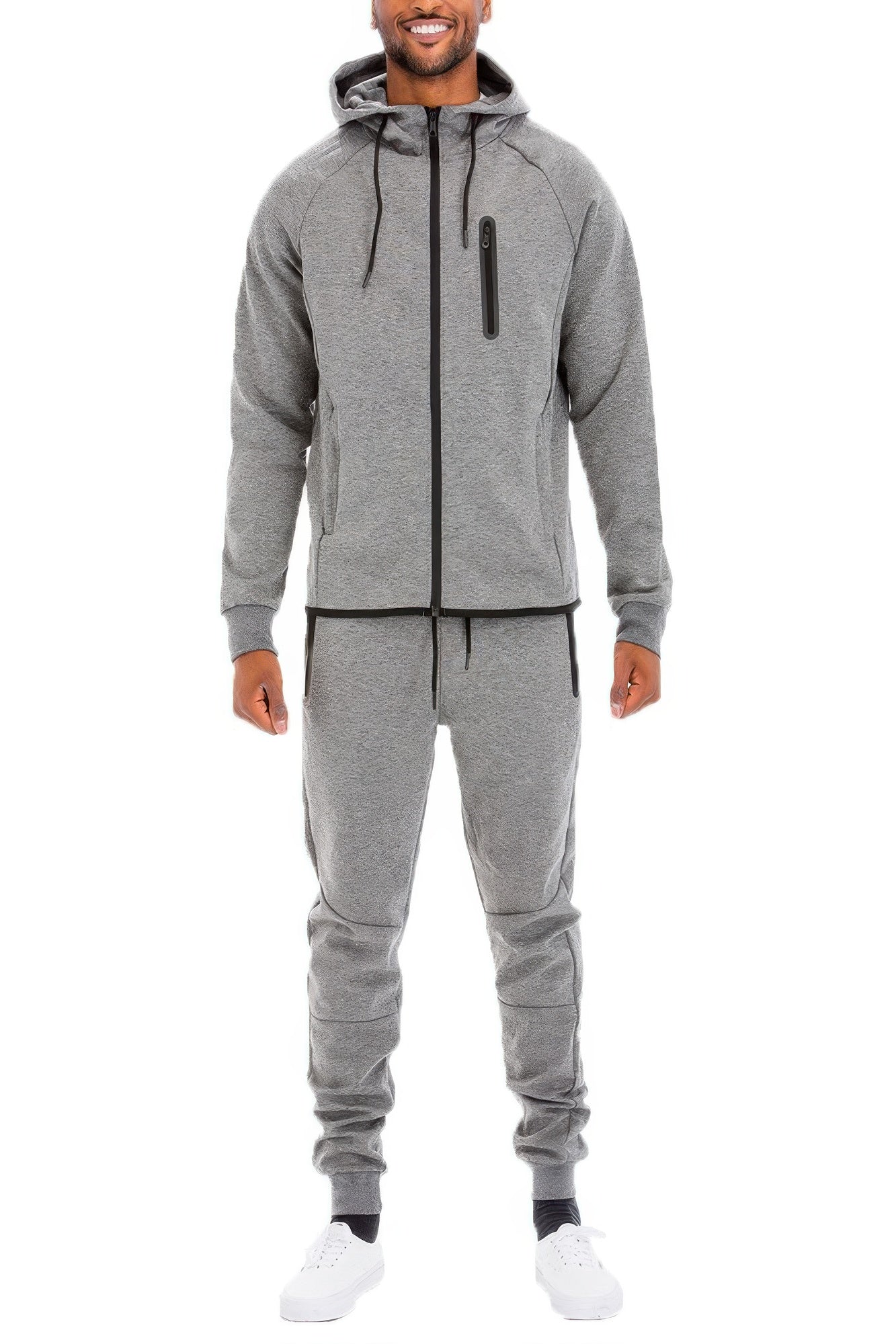 Mens Casual Full Size Zip-up Sweatsuit Set