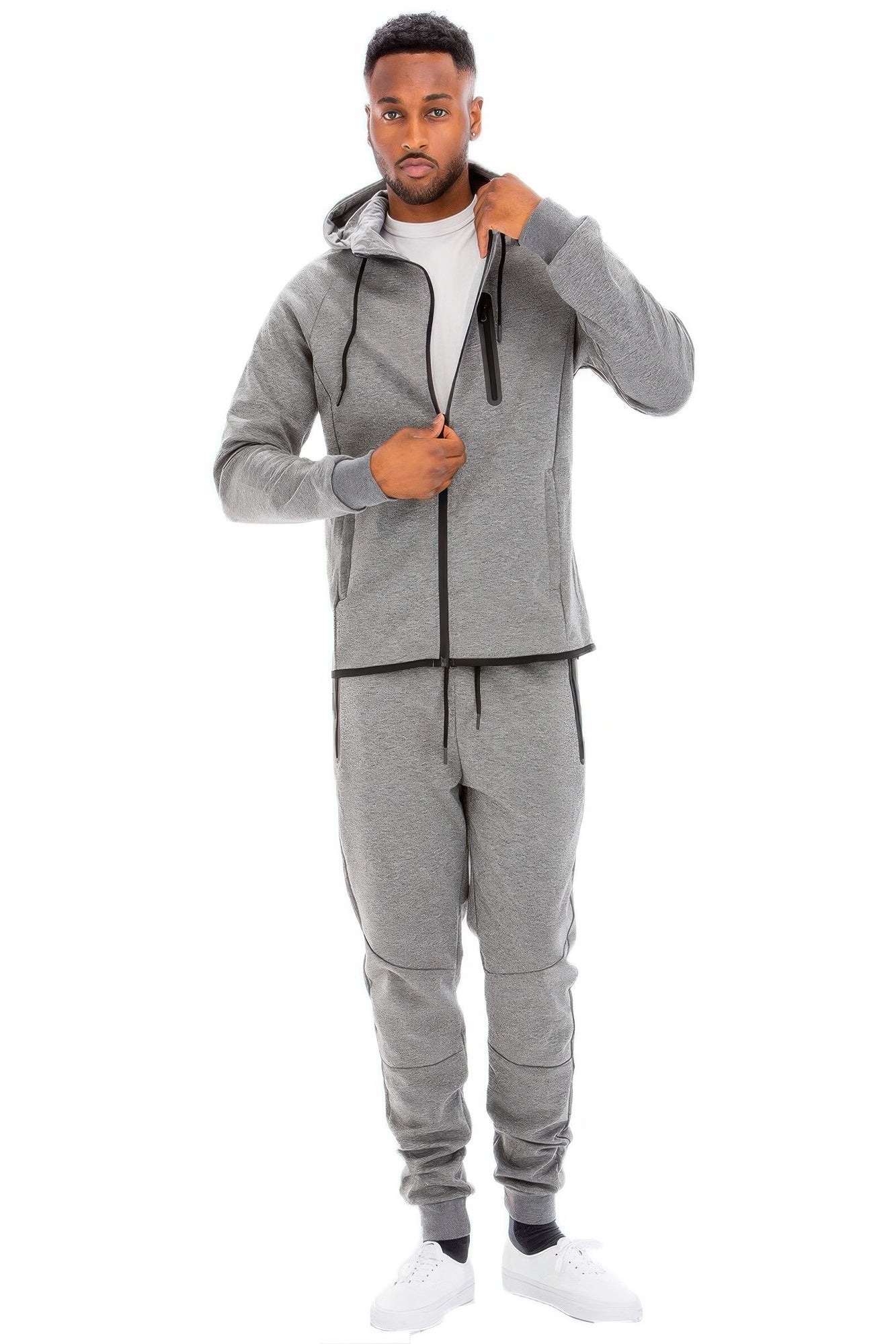 Mens Casual Full Size Zip-up Sweatsuit Set