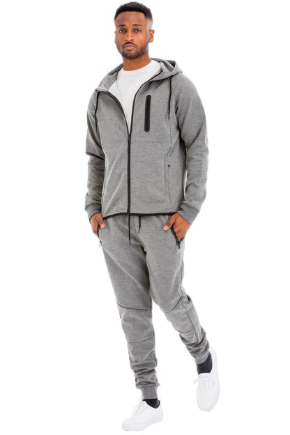 Mens Casual Full Size Zip-up Sweatsuit Set